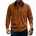 thumbnail image 1 of Mens Casual Corduroy Sweatshirt Long Sleeve Stand Collar 1/4 Button Up Pullover Fall Polo Sweaters Orange L, 1 of 7