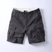 Mens Casual Cotton Cargo Shorts Dark Gray 30
