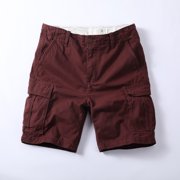 Mens Casual Cotton Cargo Shorts Dark Red 36