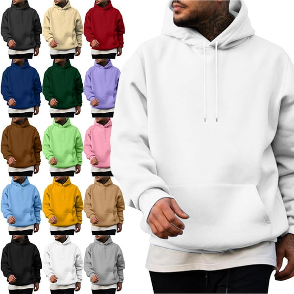 Mens Casual Cotton Hooded Collar Drawstring Hoodies Pullover Sweatshirts Casual Long Sleeve Shirts Orkout, Walking, Gym Fitness Sweatshirts for Men
