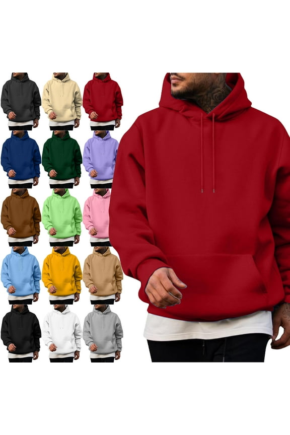 Mens Casual Cotton Hooded Collar Drawstring Hoodies Pullover Sweatshirts Casual Long Sleeve Shirts Orkout, Walking, Gym Fitness Sweatshirts for Men