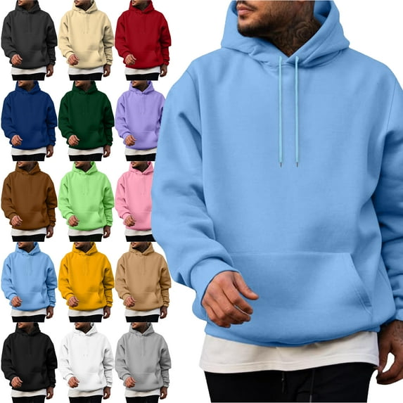 Mens Casual Cotton Hooded Collar Drawstring Hoodies Pullover Sweatshirts Casual Long Sleeve Shirts Orkout, Walking, Gym Fitness Sweatshirts for Men
