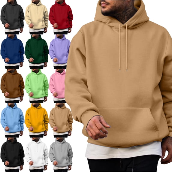 Mens Casual Cotton Hooded Collar Drawstring Hoodies Pullover Sweatshirts Casual Long Sleeve Shirts Orkout, Walking, Gym Fitness Sweatshirts for Men