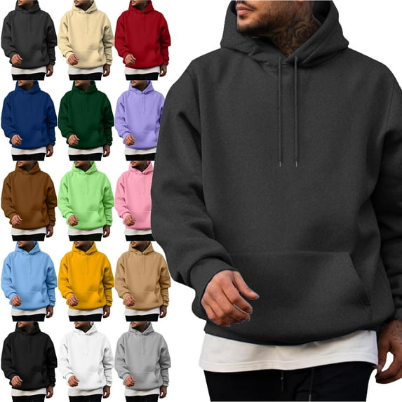 Mens Casual Cotton Hooded Collar Drawstring Hoodies Pullover Sweatshirts Casual Long Sleeve Shirts Orkout, Walking, Gym Fitness Sweatshirts for Men