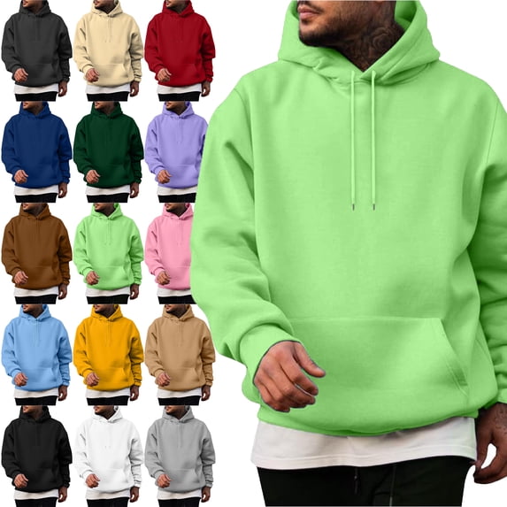 Mens Casual Cotton Hooded Collar Drawstring Hoodies Pullover Sweatshirts Casual Long Sleeve Shirts Orkout, Walking, Gym Fitness Sweatshirts for Men