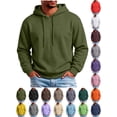 thumbnail image 1 of Mens Casual Cotton Hooded Collar Drawstring Hoodies Pullover Sweatshirts Casual Long Sleeve Shirts Orkout, Walking, Gym Fitness Sweatshirts for Men, 1 of 10