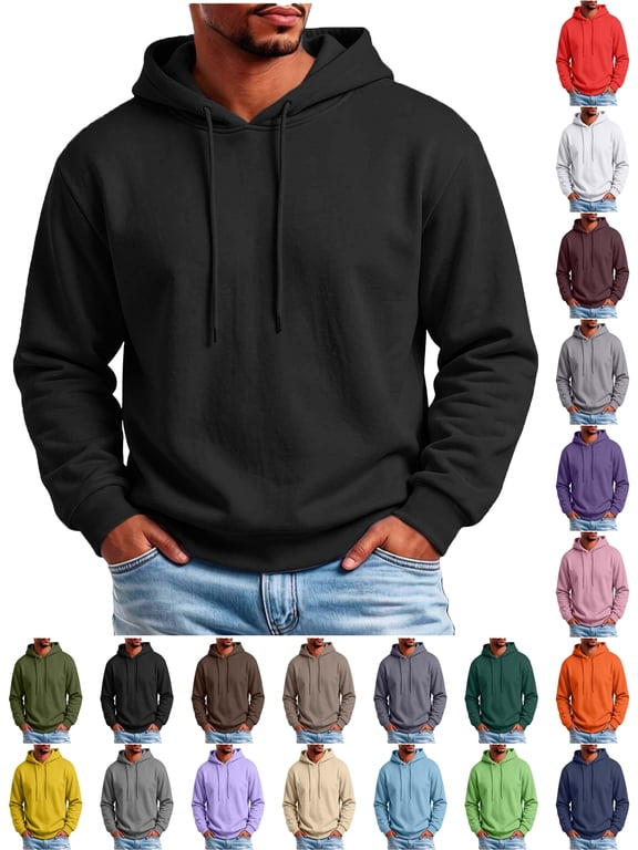 Mens Casual Cotton Hooded Collar Drawstring Hoodies Pullover Sweatshirts Casual Long Sleeve Shirts Orkout, Walking, Gym Fitness Sweatshirts for Men
