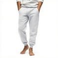 thumbnail image 1 of Mens Casual Cotton Joggers Loose Fit Drawstring Sweatpants, Big and Tall Sizes with Pockets for Running​ White M, 1 of 8