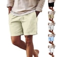 thumbnail image 1 of Mens Casual Cotton Linen Casual Elastic Waist Drawstring Lightweight Summer Beach Vacation Yoga Golf Shorts with Pockets Light Ashy S, 1 of 5
