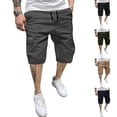 thumbnail image 1 of Mens Casual Cotton Twill Cargo Shorts Drawstring Classic Chino Stretch Short with 6 Pockets, M, 1 of 7