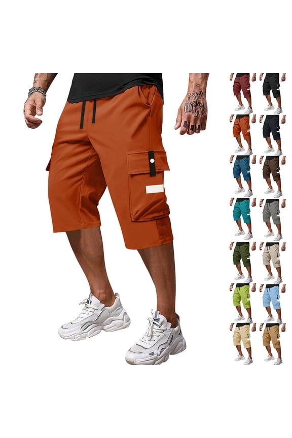 Mens Casual Cotton Twill Cargo Shorts Drawstring Classic Chino Stretch Short with Pockets Wine 2XL