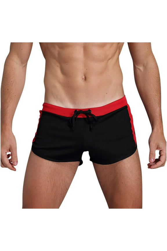 Mens Casual Drawstring Shorts Quick Dry Swim Trunks - Summer Beach Retro Square Leg Board Shorts Hot Body Sexy Swimsuit Outdoor Sport Brief