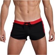 Mens Casual Drawstring Shorts Quick Dry Swim Trunks - Summer Beach Retro Square Leg Board Shorts Hot Body Sexy Swimsuit Outdoor Sport Brief