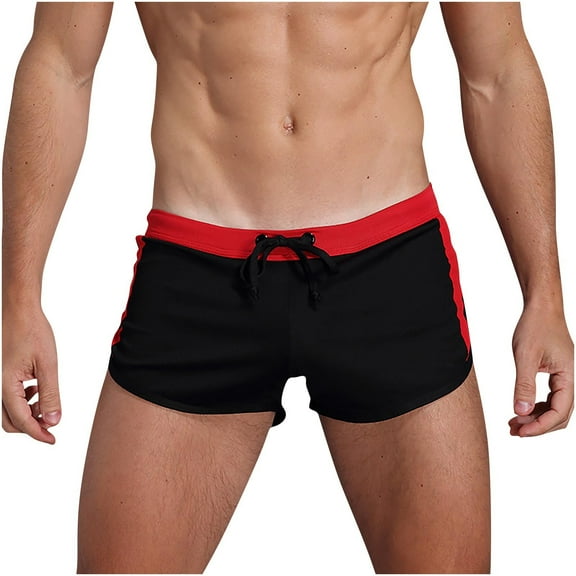 Mens Casual Drawstring Shorts Quick Dry Swim Trunks - Summer Beach Retro Square Leg Board Shorts Hot Body Sexy Swimsuit Outdoor Sport Brief