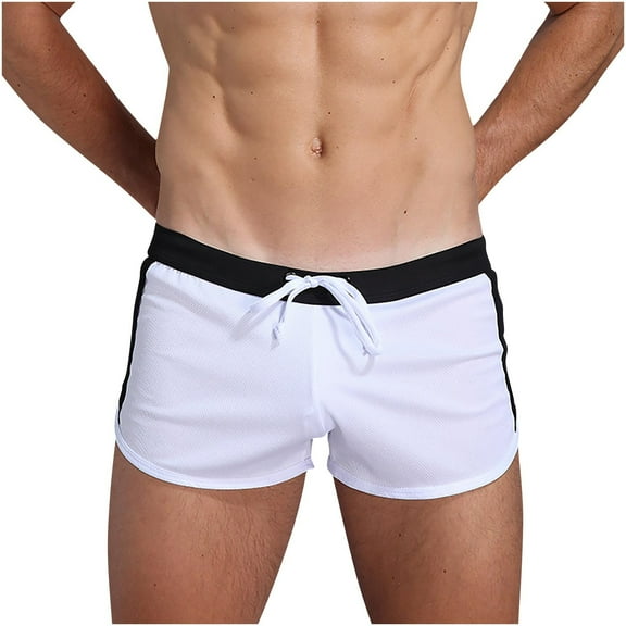 Mens Casual Drawstring Shorts Quick Dry Swim Trunks - Summer Beach Retro Square Leg Board Shorts Hot Body Sexy Swimsuit Outdoor Sport Brief