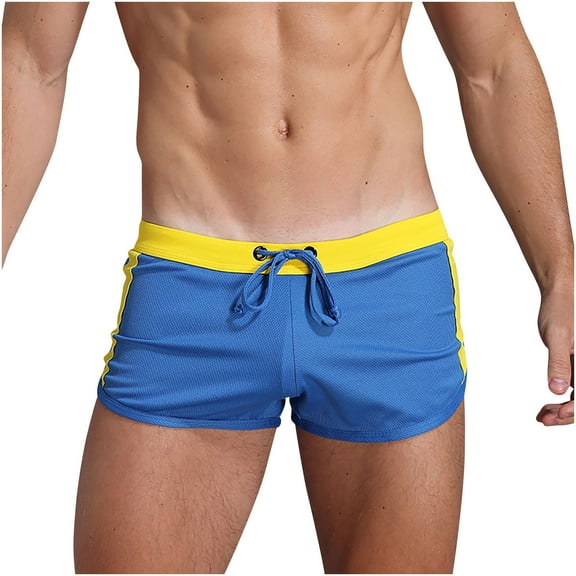 Mens Casual Drawstring Shorts Quick Dry Swim Trunks - Summer Beach Retro Square Leg Board Shorts Hot Body Sexy Swimsuit Outdoor Sport Brief
