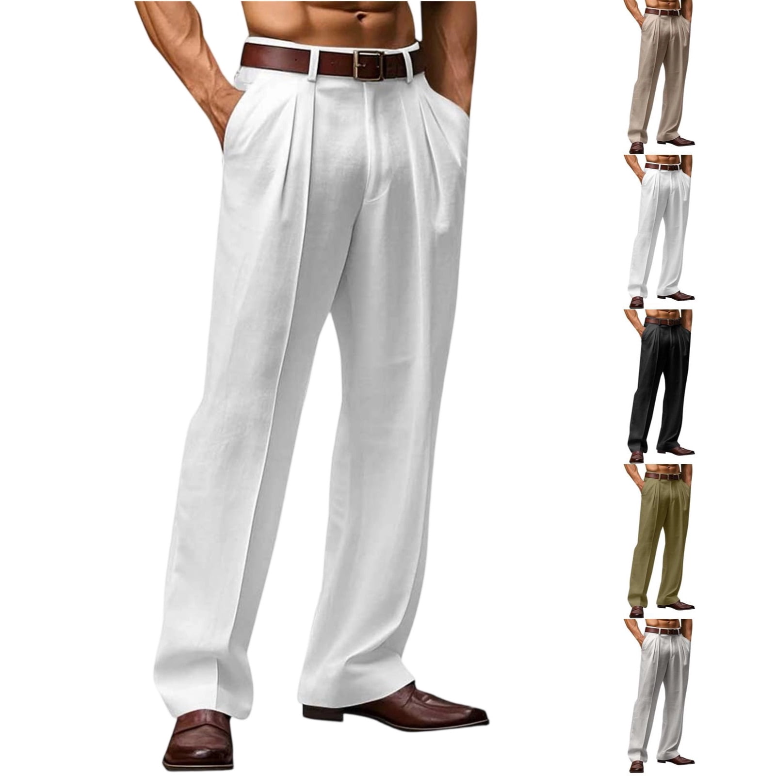 Mens Casual Dress Pants Old Money Baggy Wide Leg Pleated Slacks Vintage ...