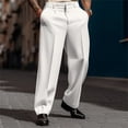 thumbnail image 1 of Mens Casual Dress Pants Old Money Pleated Baggy Wide Leg Slacks Vintage Stylish Relaxed Fit Work TrousersWhite S, 1 of 5
