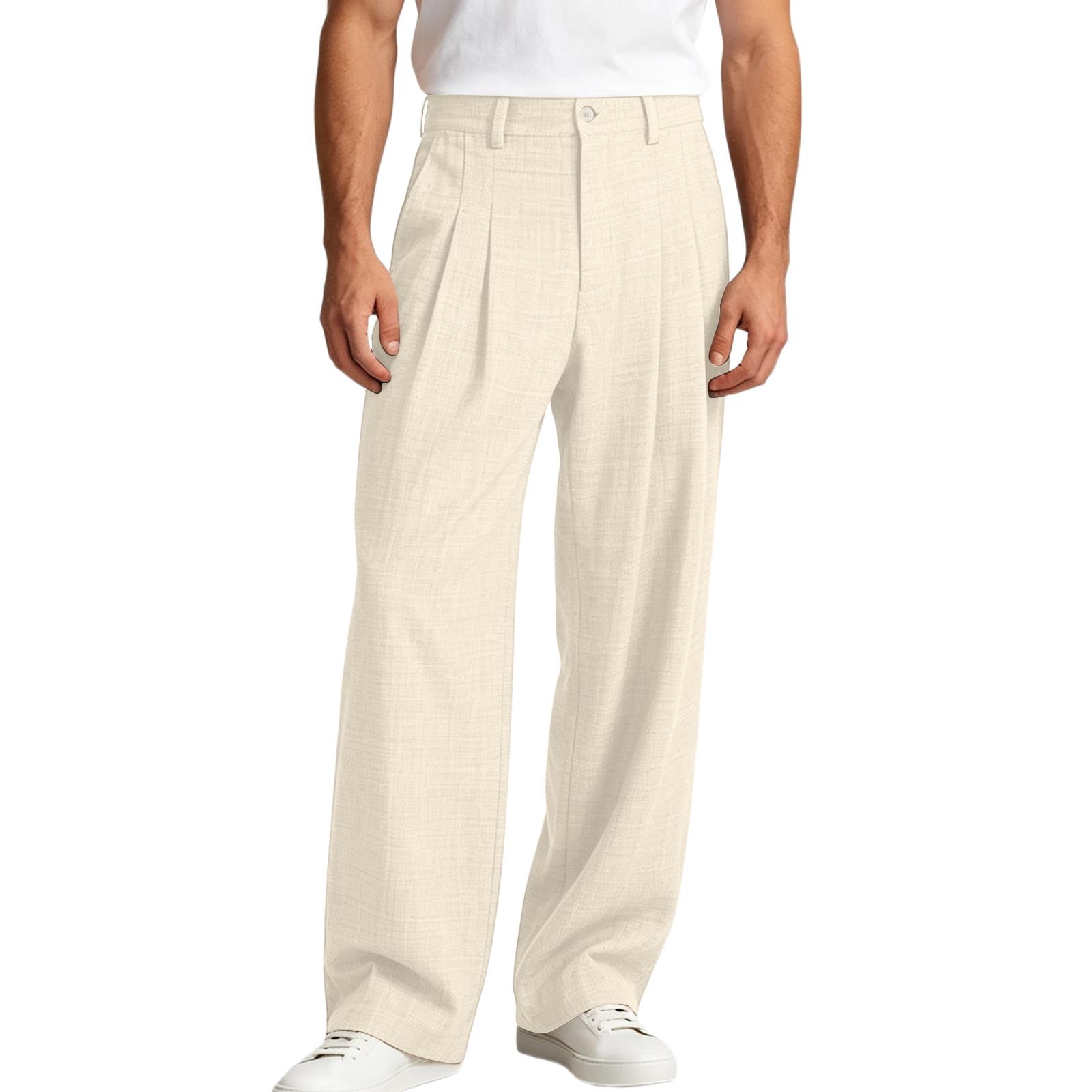 Mens Casual Dress Pants Old Money Pleated Baggy Wide Leg Vintage ...