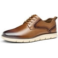 thumbnail image 1 of Mens Casual Dress Shoes Genuine Leather Plain Toe Mens Dress Sneakers Lightweight Comfortable Business Casual Oxford Shoes for Men, 1 of 6