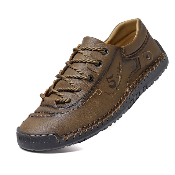Mens Casual Dress Shoes Leather Sneakers Lightweight Comfortable Hand Made Flats Classic Shoes for Walking Business Working Office Travel Driving Footwear