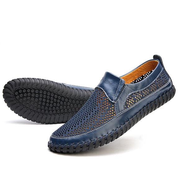 Mens Casual Dress Shoes Lightweight Business Casual Hollow out Oxfords Shoes Mesh Fashion Walking Shoes Blue Size 11