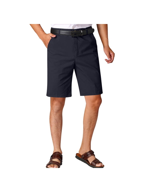 Mens Casual Dress Shorts Knee Length Cotton Zip-Up Straight Leg Stretch Work Summer Golf Shorts