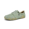 thumbnail image 1 of Mens Casual Driving Shoes Lightweight Leather Lace-up Loafers Comfortable Non-slip Breathable Walking Sneakers Green 7.5 US, 1 of 7