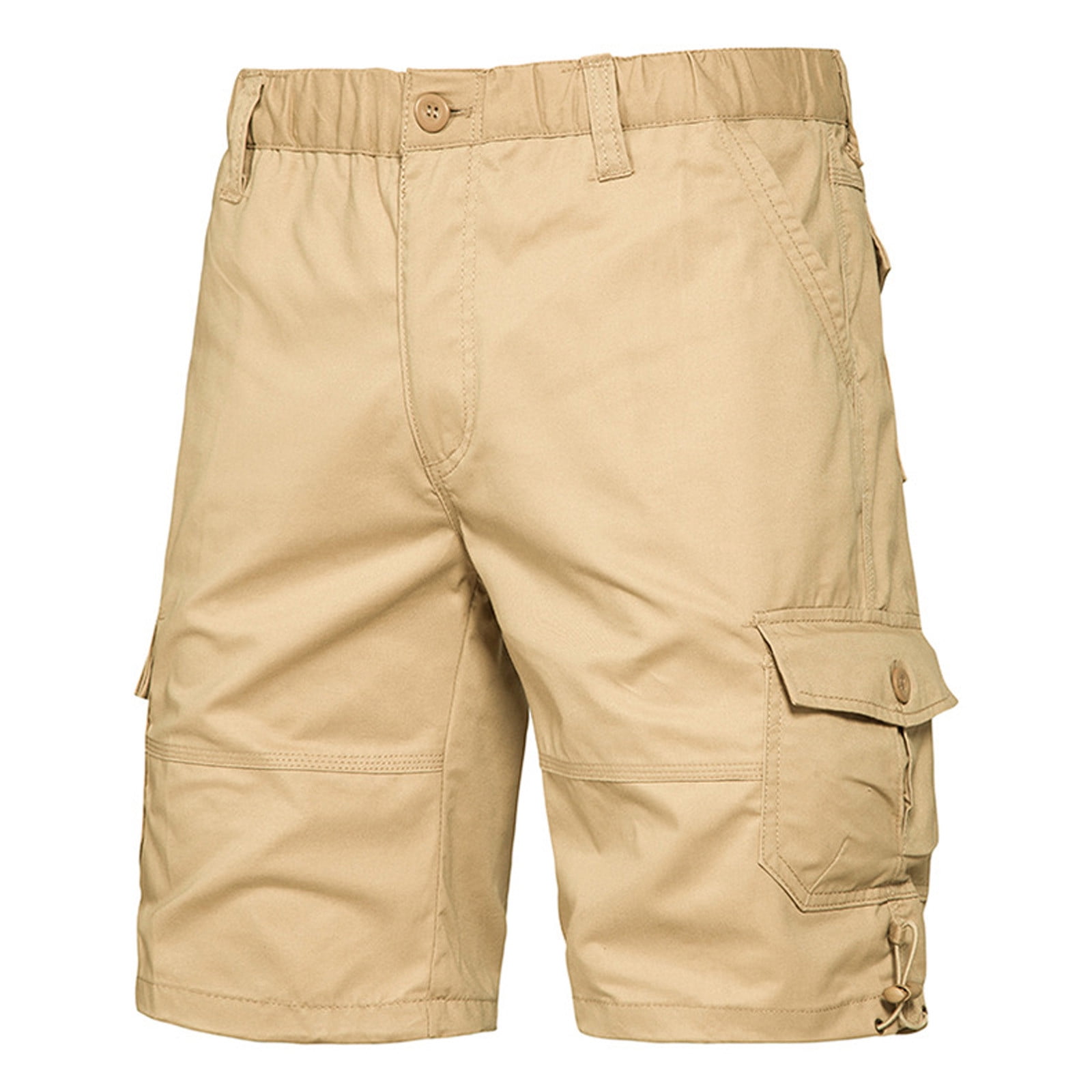 Mens Casual Elastic Waist Cargo Shorts Relaxed Fit Outdoor Multi Pocket Work  Shorts 