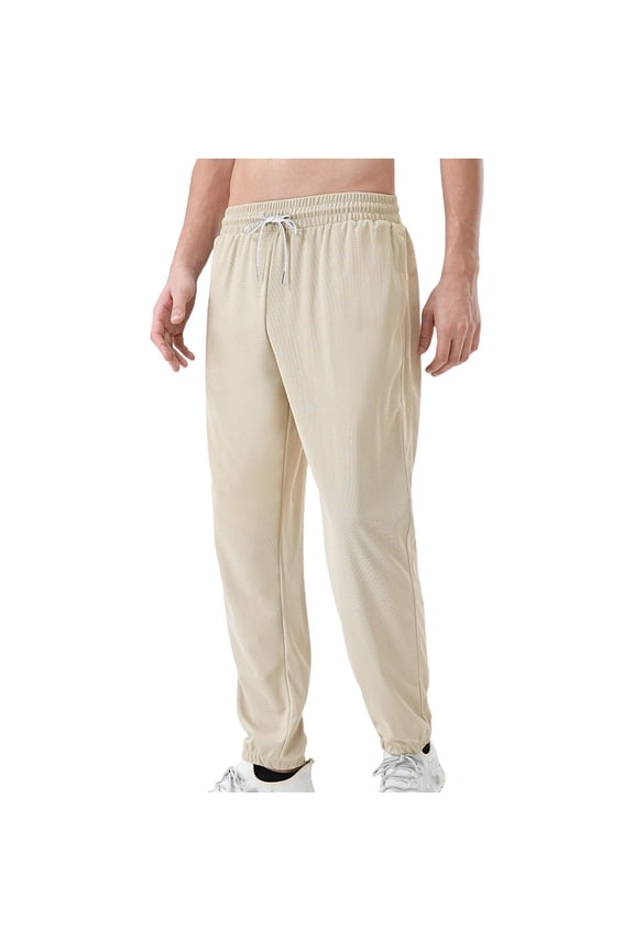 Mens Casual Elastic Waist Pants Winter and Autumn Loose Casual Fitness Running Pant Lightweight Stretch Trousers