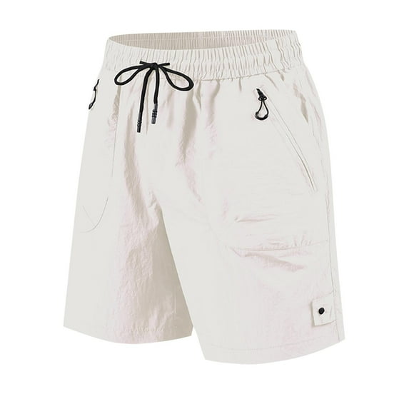 Mens Casual Elastic Waist Shorts Baggy Shorts Men's Solid Color Sports Casual Shorts Men Loose Straight Beach Knee Length Pants