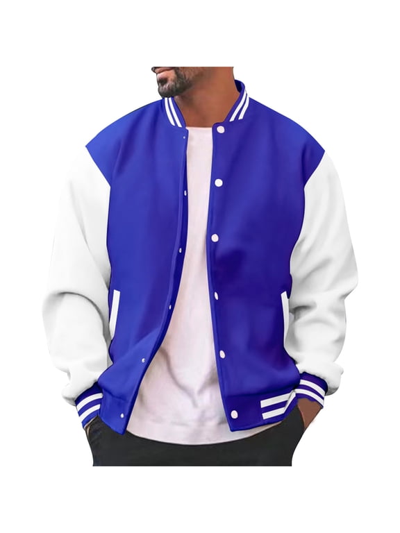 Mens Casual Fall Baseball Jacket Lightweight Varsity Outwear Loose Fashion Cardigan Coat M