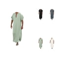 thumbnail image 1 of Mens Casual Fashion Cotton V Neck Short Sleeve Robe Jacket - Soft Lightweight Kimono Sleepwear with Pockets for Spa & Bath, 1 of 6