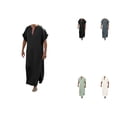 thumbnail image 1 of Mens Casual Fashion Cotton V Neck Short Sleeve Robe Jacket - Soft Lightweight Kimono Sleepwear with Pockets for Spa & Bath, 1 of 5