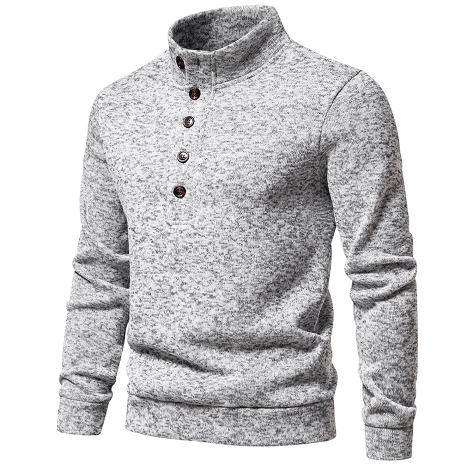 Mens Casual Fashion Turtleneck Button Up Sweater Sweater Base Walmart