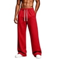 thumbnail image 1 of Mens Casual Fleece Lined Jogger Pants, Drawstring Elastic Waist Sweatpants, Loose Straight Leg For Daily Errands Red S, 1 of 6