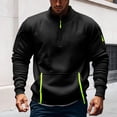 thumbnail image 1 of Mens Casual Fleece Sweatshirt Long Sleeve Pullover Quarter Zip Neck Stand Collar Sweatshirts Black XXL, 1 of 4
