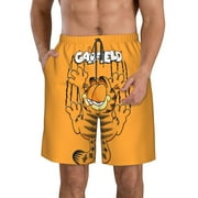 ENUAQEM Mens Casual Garfield Swim Trunks Quick Dry Printed Beach Shorts Summer Boardshorts With Mesh Lining