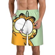 ENUAQEM Mens Casual Garfield Swim Trunks Quick Dry Printed Beach Shorts Summer Boardshorts With Mesh Lining
