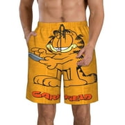 ENUAQEM Mens Casual Garfield Swim Trunks Quick Dry Printed Beach Shorts Summer Boardshorts With Mesh Lining