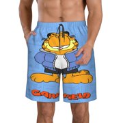 ENUAQEM Mens Casual Garfield Swim Trunks Quick Dry Printed Beach Shorts Summer Boardshorts With Mesh Lining