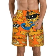 ENUAQEM Mens Casual Garfield Swim Trunks Quick Dry Printed Beach Shorts Summer Boardshorts With Mesh Lining