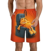 ENUAQEM Mens Casual Garfield Swim Trunks Quick Dry Printed Beach Shorts Summer Boardshorts With Mesh Lining