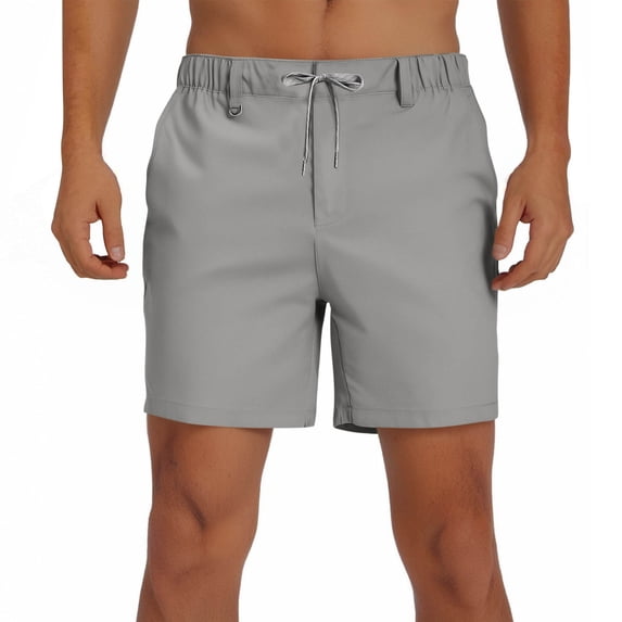 Mens Casual Golf Shorts Flat Front Summer Quick Dry Short Pants Elastic Waist Drawstring Belt Loops Athleisure 7" Inseam