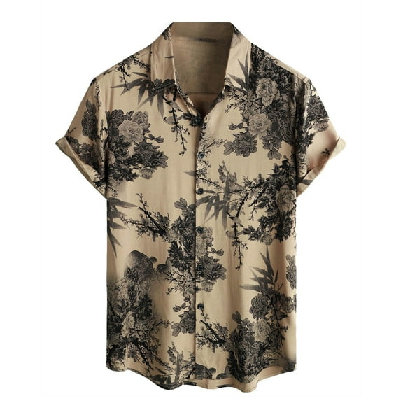 Mens Casual Hawaiian Shirts Tropical Vacation Short Sleeve Button Down Tops Summer Fashion Beach Relaxed Fit Retro T Shirts
