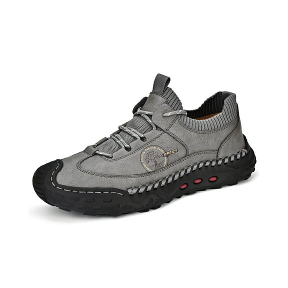 Mens Casual Hiking Shoes Outdoor Breathable Sneakers Lightweight Oxfords Anti-slip Climbing Shoes Gray 6.5 UK