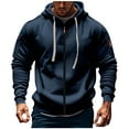 thumbnail image 1 of Mens Casual Hooded Sweatshirt Long Sleeve Drawstring Pullover Sweatshirts Outdoor Athletic Hoodies with Pockets Navy M, 1 of 5