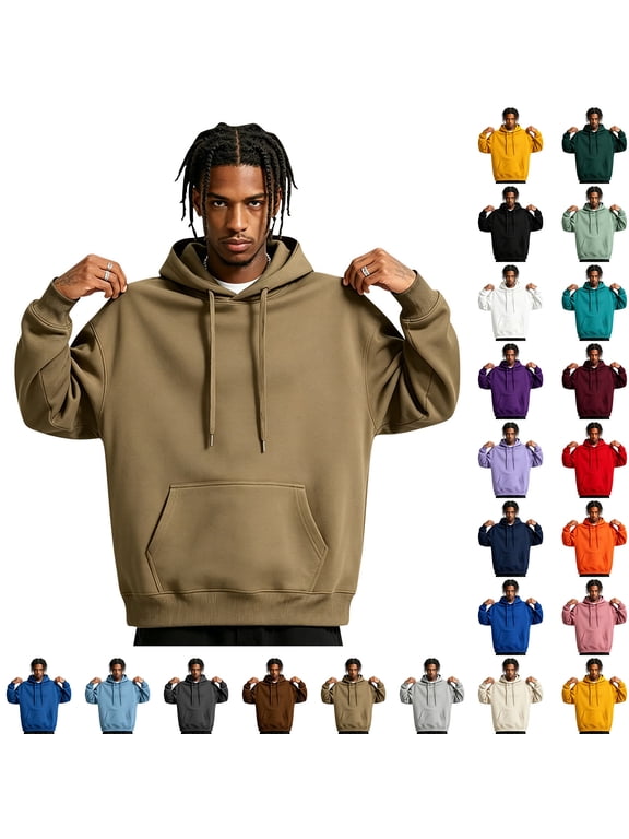 Mens Casual Hoodie Sweatshirts Long Sleeve Hooded Pullover Workout Tops Casual Drawstring Streetwear with Kanga Pocket