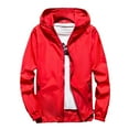 thumbnail image 1 of Mens Casual Jackets Regular Fit Coats Lightweight Breathable Outdoor Skin Women Couples Outerwear Windbreaker Golf Jackets Red M, 1 of 3