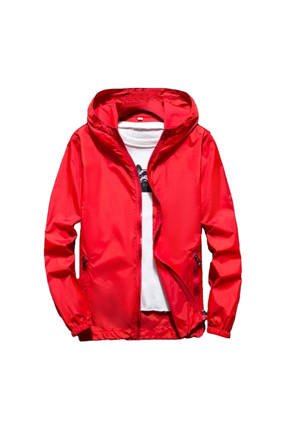 Mens Casual Jackets Regular Fit Coats Lightweight Breathable Outdoor Skin Women Couples Outerwear Windbreaker Golf Jackets Red M